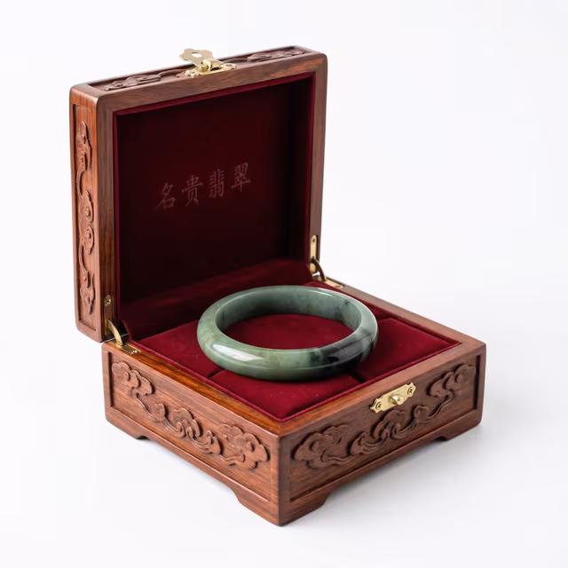 52mm 冰糯种天然翡翠圆条手镯 - 翠色生机 view 7