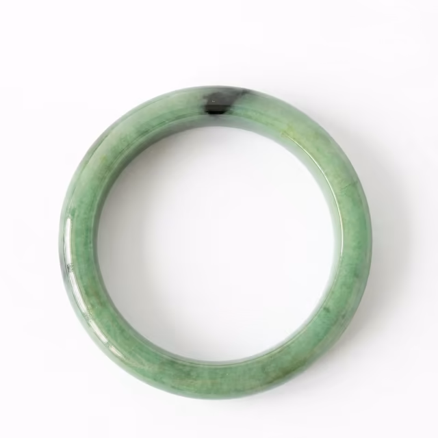 52mm 冰糯种天然翡翠圆条手镯 - 翠色生机 view 1