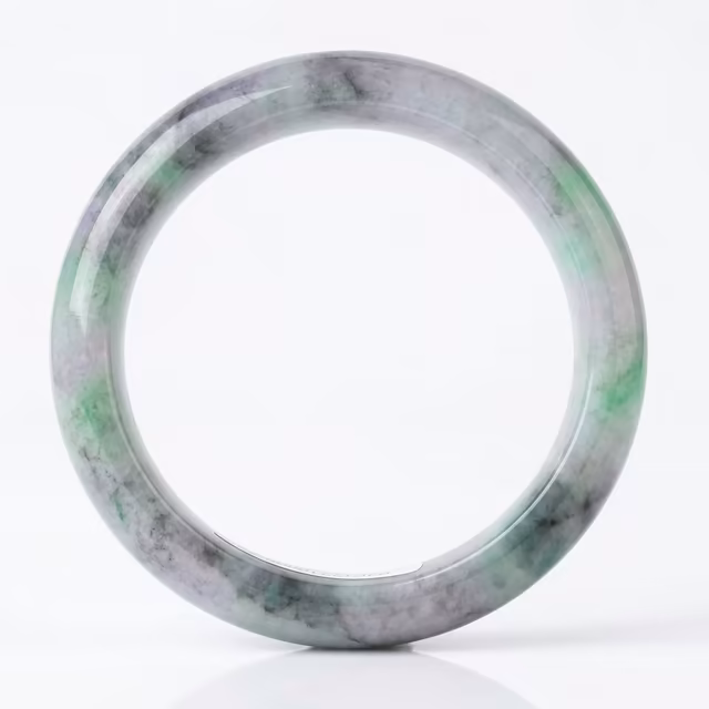 61mm 冰种飘花翡翠圆镯 - 经典雅韵传世佳品 view 1