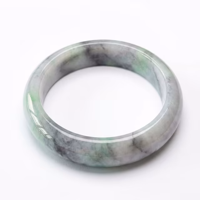 61mm 冰种飘花翡翠圆镯 - 经典雅韵传世佳品 view 2