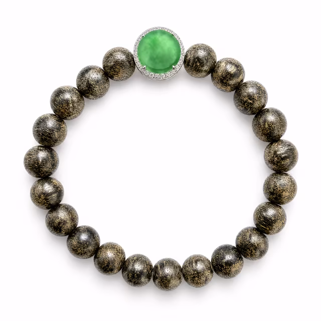 缅甸绿色翡翠手链冰玻质感八毫米珠亮扣设计