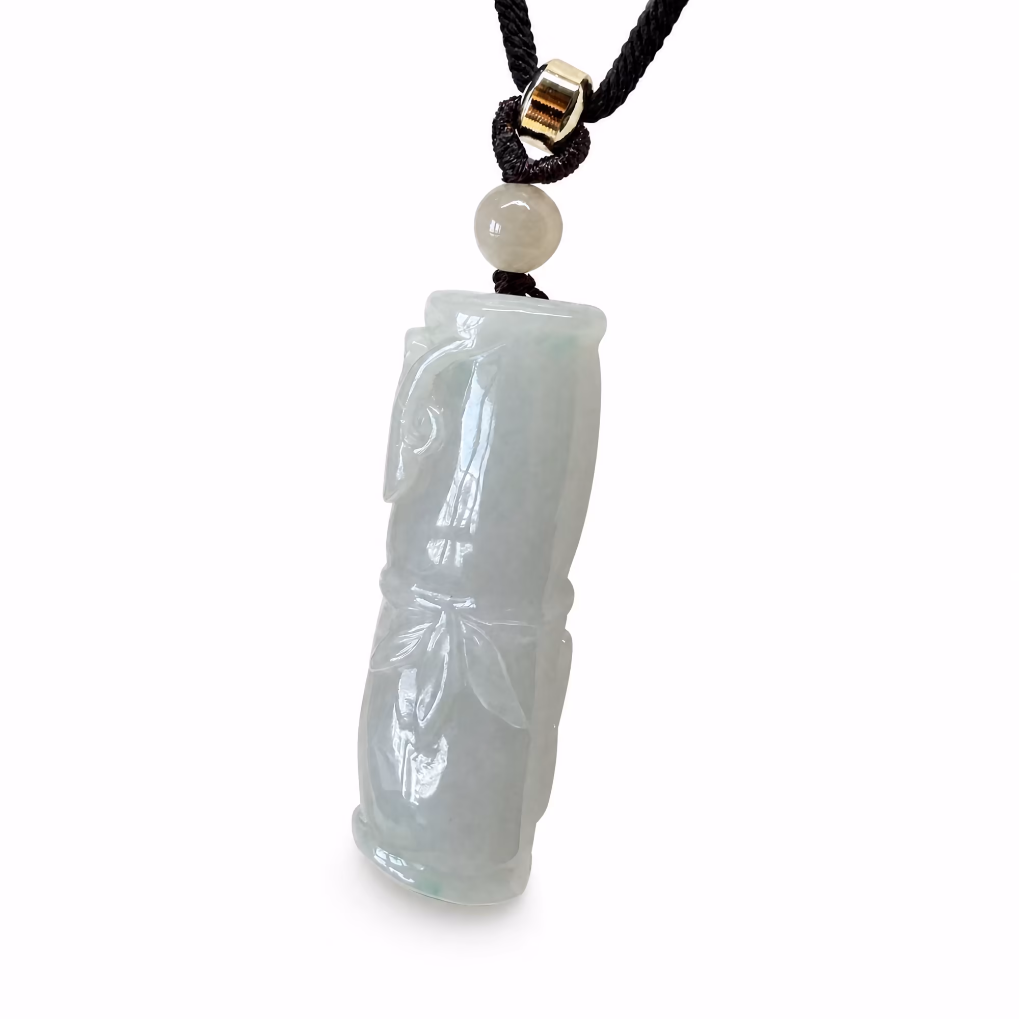 冰白糯种翡翠竹节吊坠