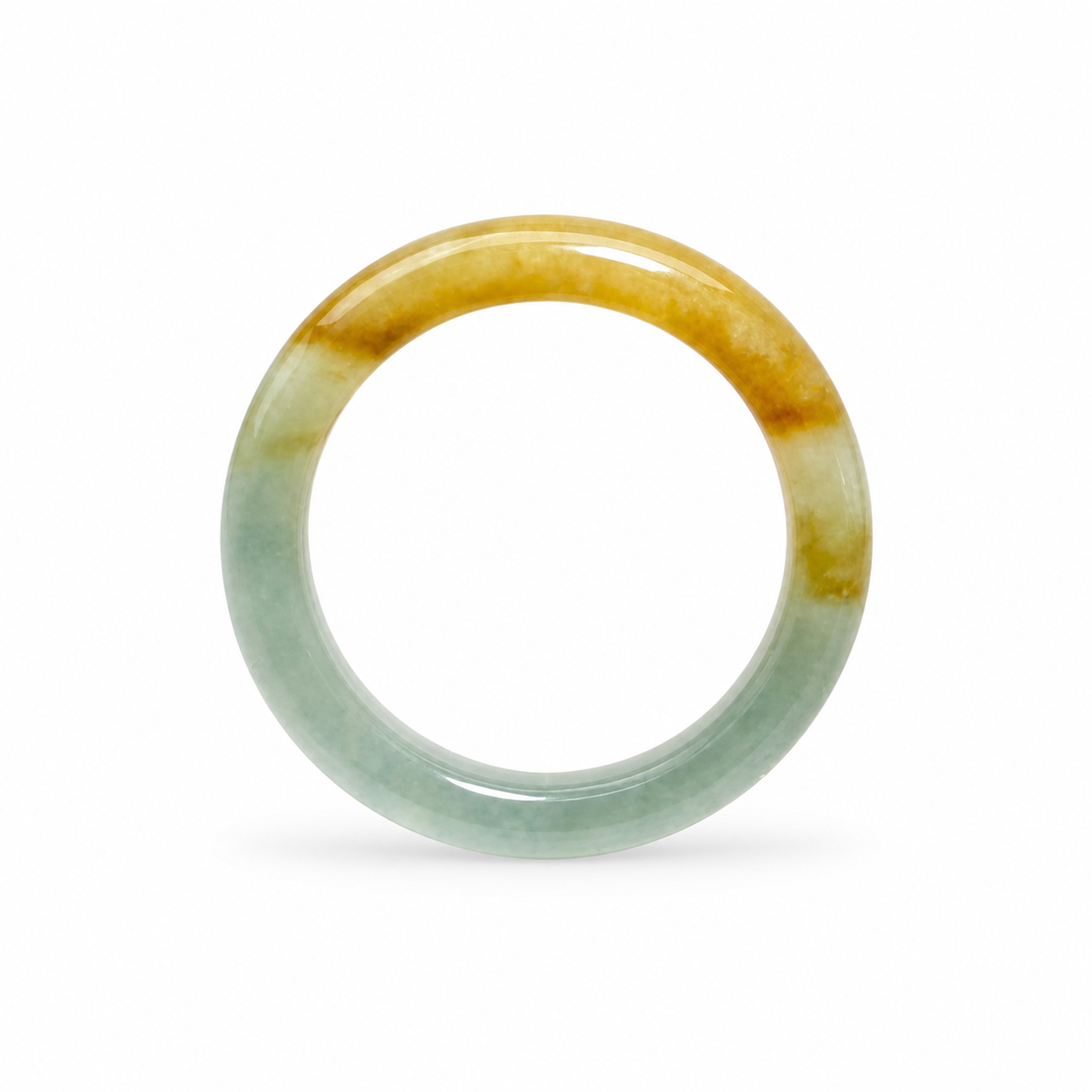 Myanmar Bright Yellow Icy-Glassy Jadeite Ring, Smooth Band