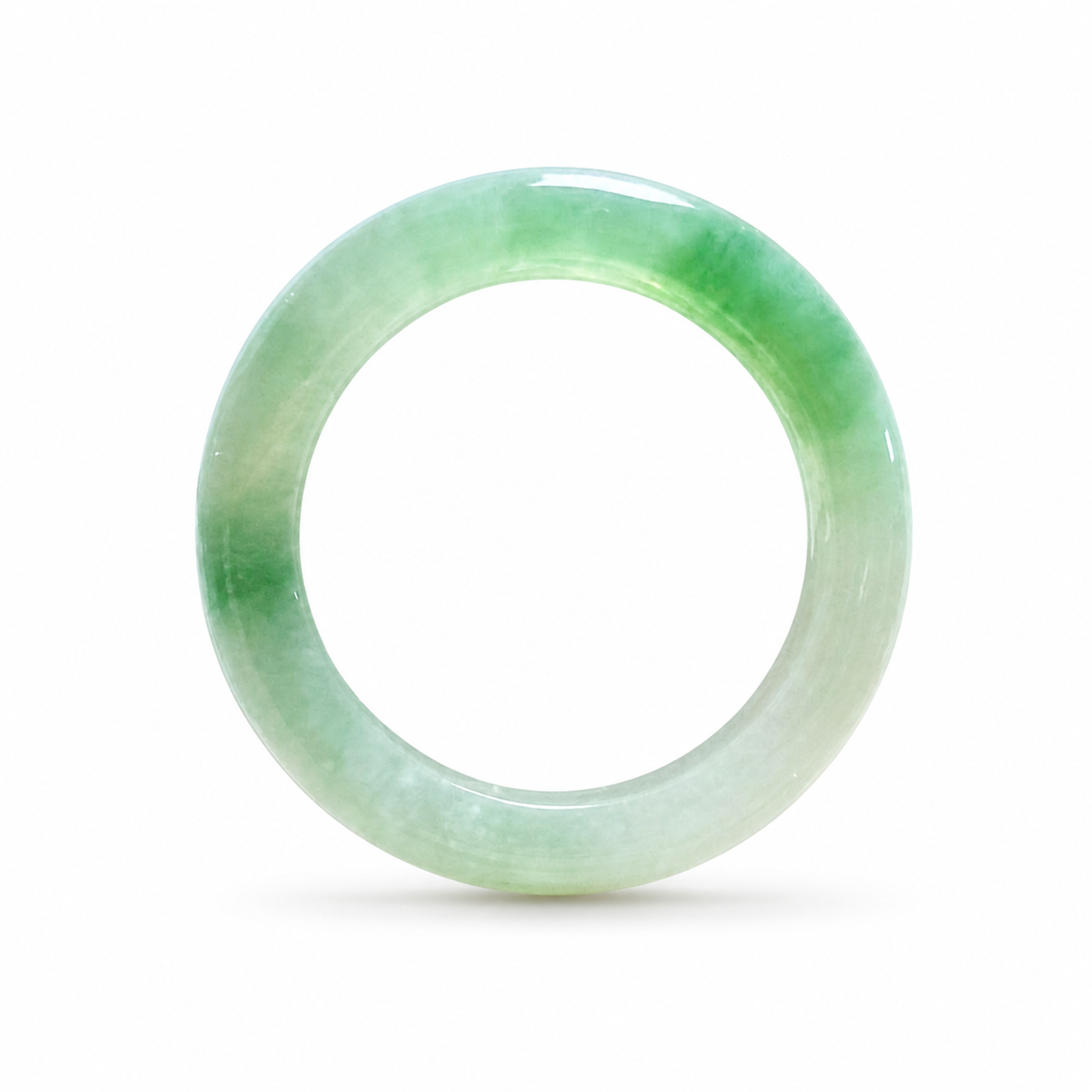 Myanmar Green Icy Jadeite Jade Ring with Smooth Circle Band