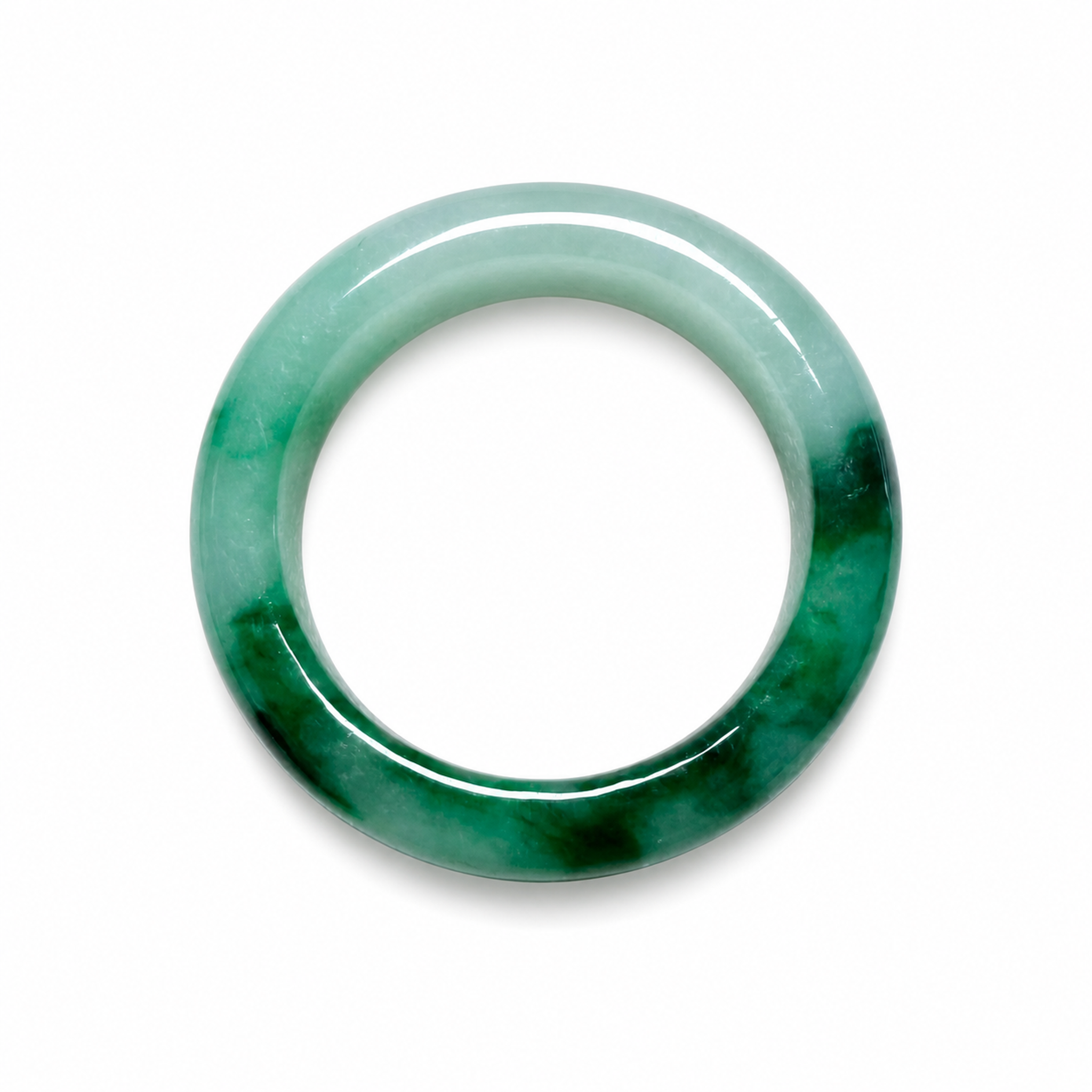 Myanmar Jadeite Ring in Green Piao Hua Glutinous-Icy Circle