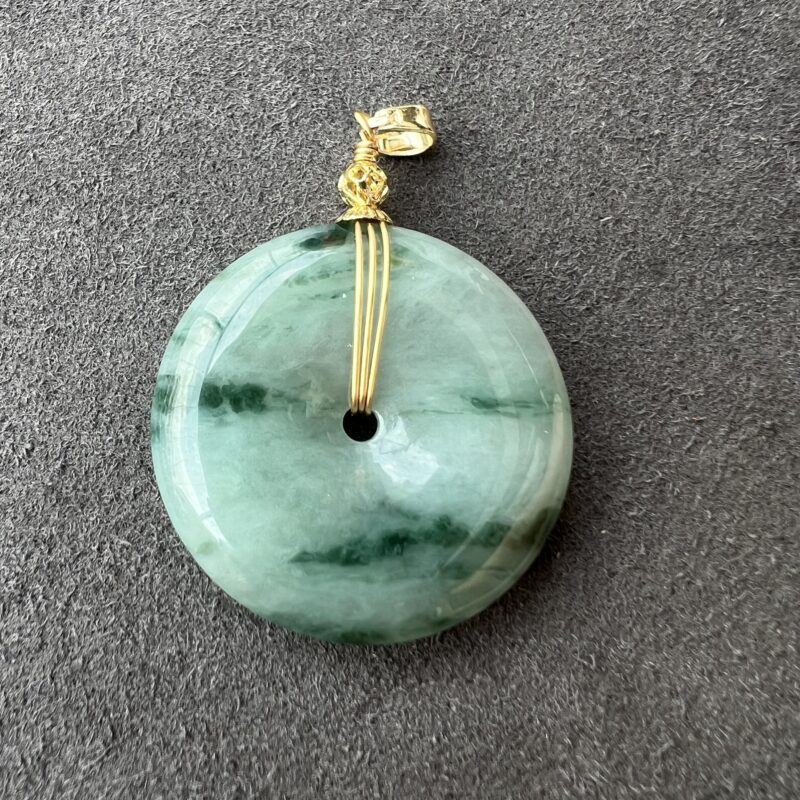Green Piao Hua Button (Ping An Kou) Pendant 29.7mm, PGL839