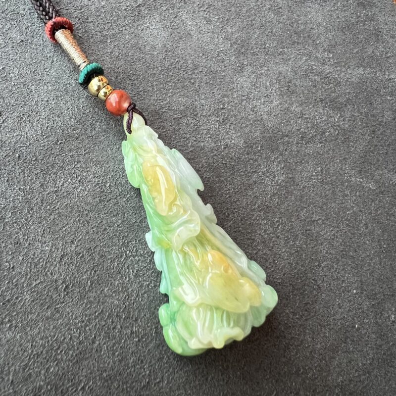 Green Hand-carving Stone Pendant 47mm, PGL917