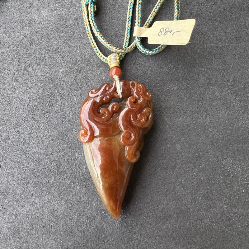 Orange Hand-carving Stone Pendant 65mm, POL930