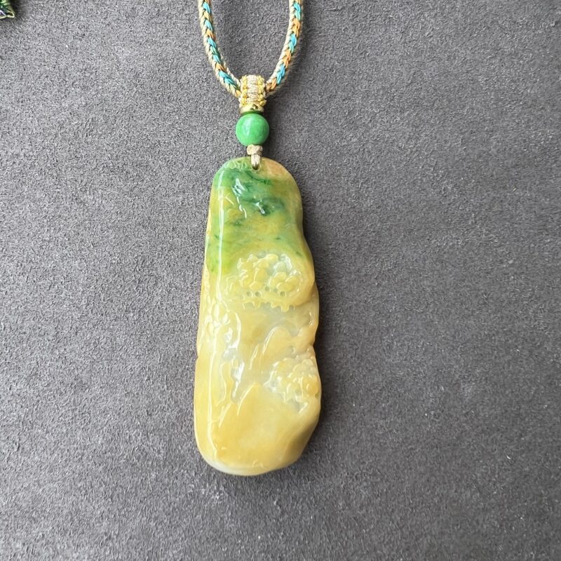 Green Hand-carving Stone Pendant 60mm, PGL931