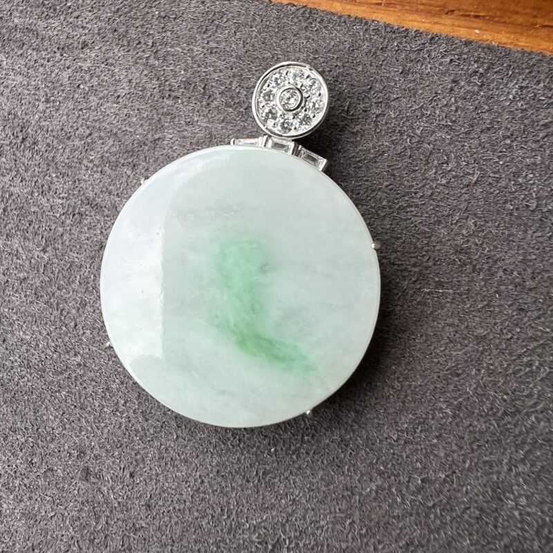 Green Piao Hua Plate (Wu Shi Pai) Pendant 27mm, PGL950