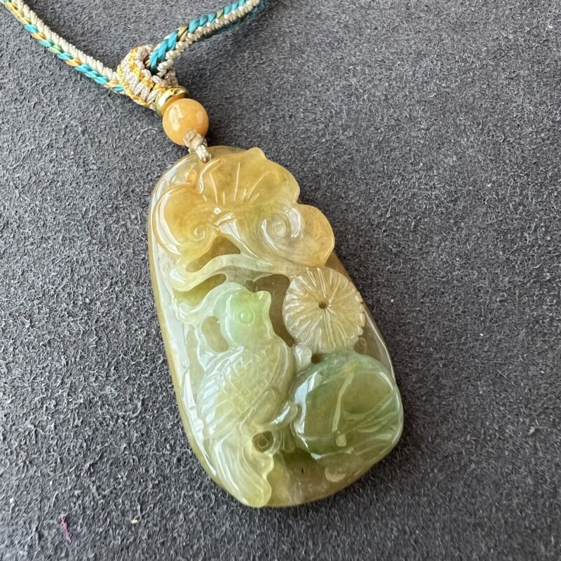 Bright yellow Hand-carving Stone Pendant 44mm, PBL1022