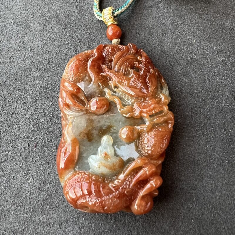 Orange Hand-carving Stone Pendant 62mm, POL1024