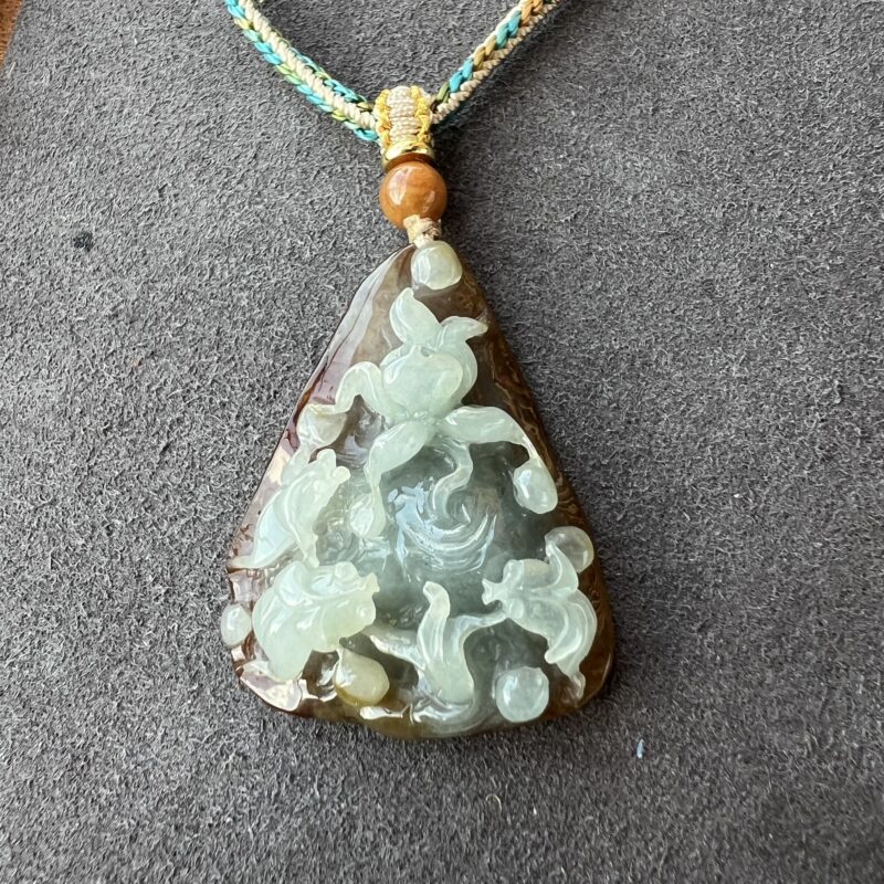 Orange Hand-carving Stone Pendant 40mm, POL1031