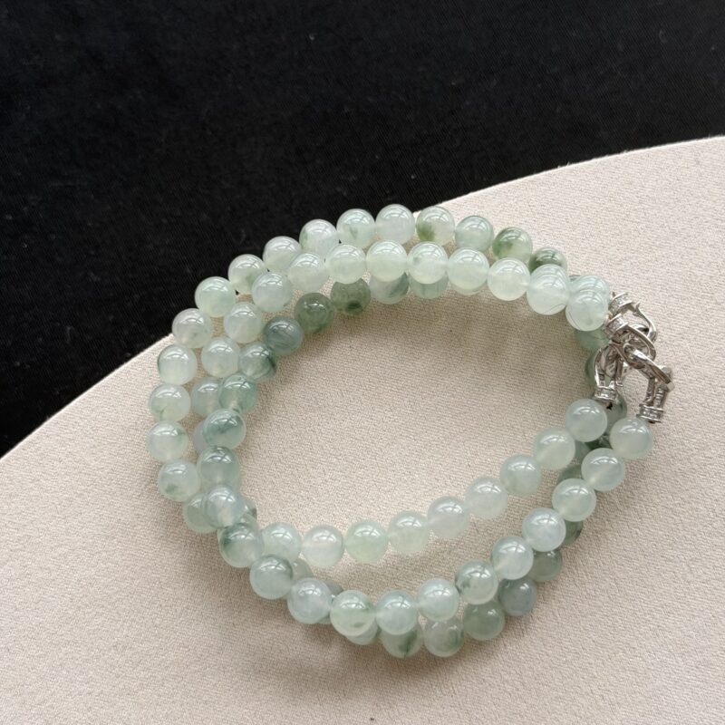 [7mm+] High Icy Blue-Green Floating Flower Jadeite Necklace, V3-IGX-5671 | Certified Grade A Jade