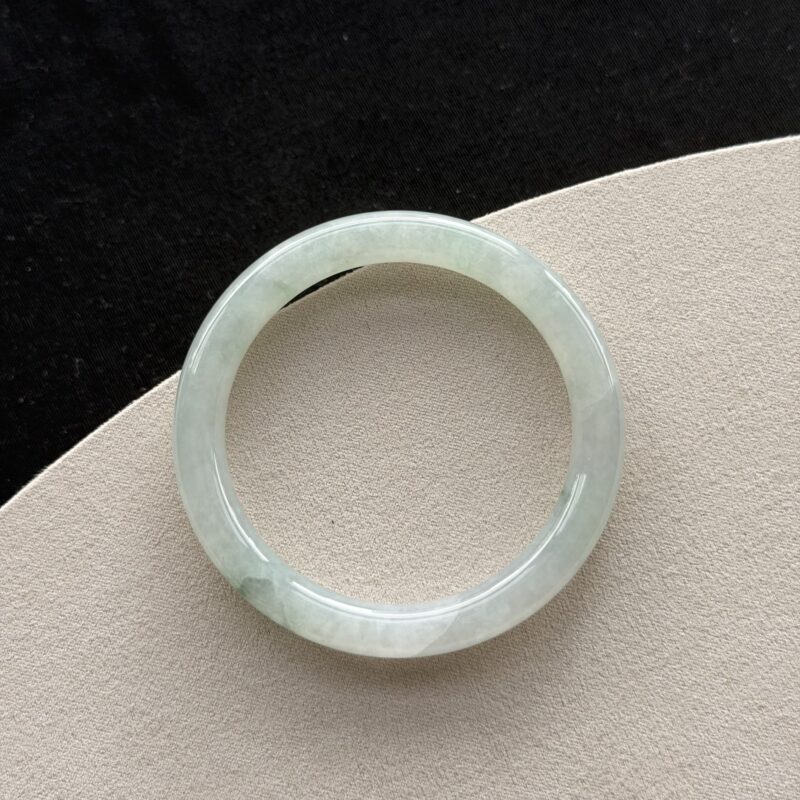 [55-56mm] Translucent Icy White Jadeite Bangle (Natural Inclusions), V3-BIT-4388 | Certified Grade A Jade