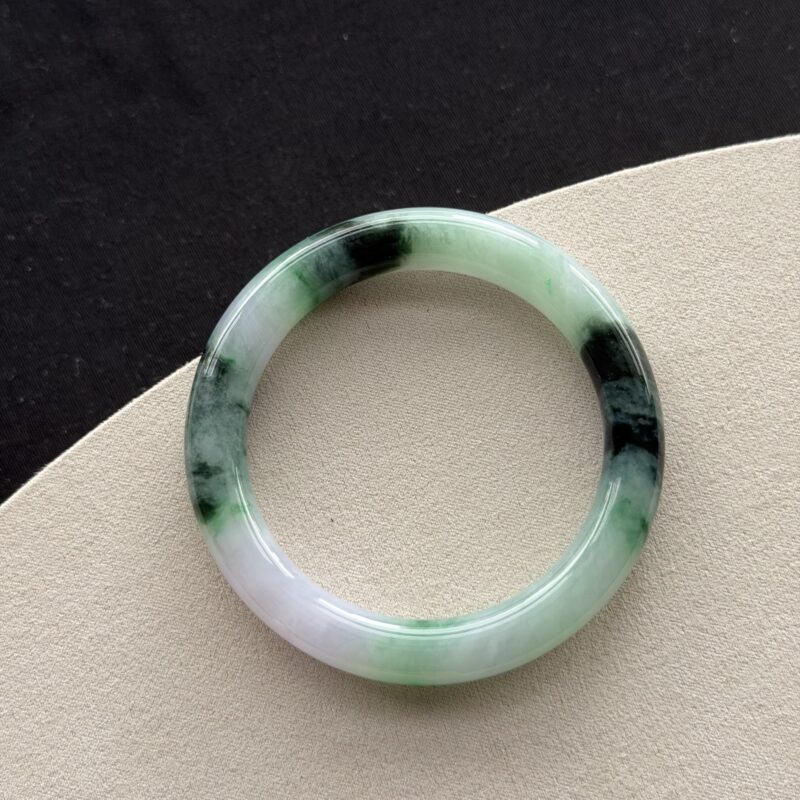 [55-56mm] "Monet's Garden" High-End Translucent Jadeite Bangle, V3-BDT-5380 | Certified Grade A Jade