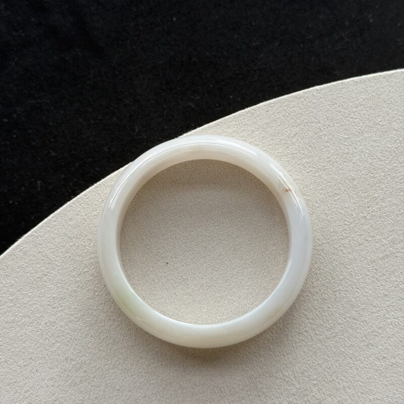 [51-52mm] Translucent White w/ Red Speck Jadeite Bangle (Bangle), V3-BWT-6166 | Certified Grade A Jade