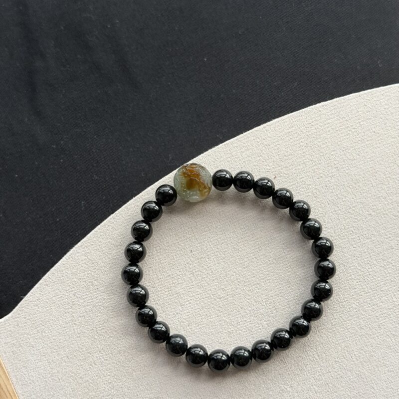 Icy Honey Red Jadeite Bracelet (Dragon Charm), V3-WCC-6609 | Certified Grade A Jade