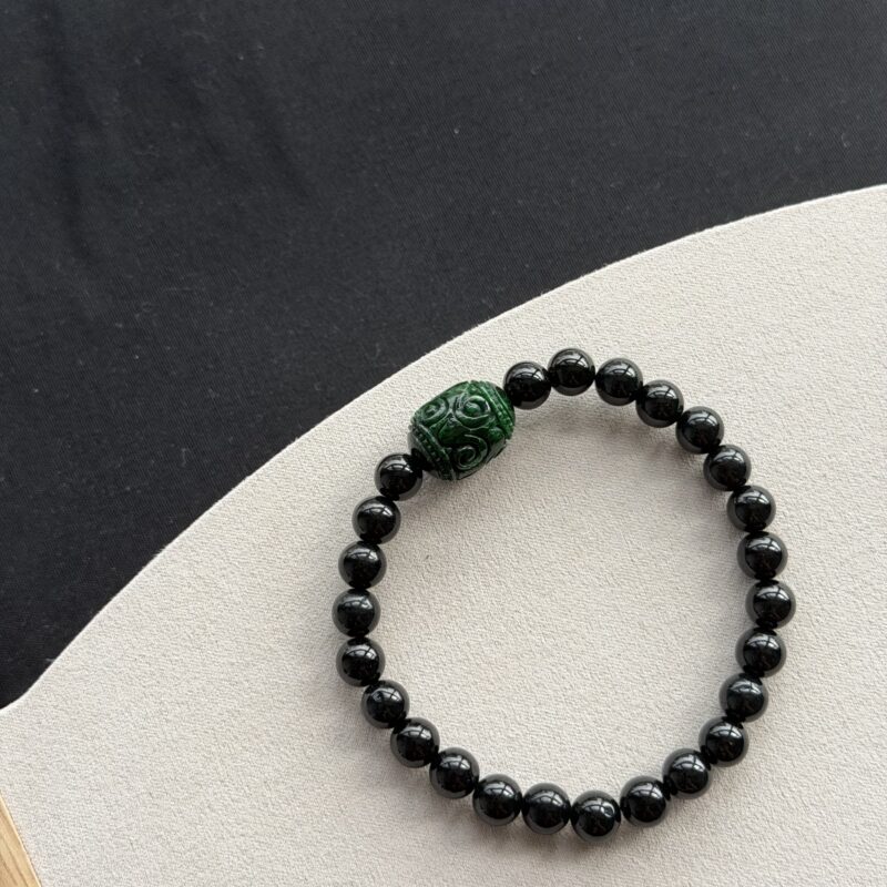 [15mm+ Focal] Deep Spicy Green Jadeite Bracelet (Lu Lu Tong), V3-NFS-4929 | Certified Grade A Jade