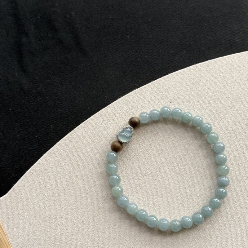 Glassy Blue Hulu Jadeite Bracelet (S925), V3-IUU-5838 | Certified Grade A Jade