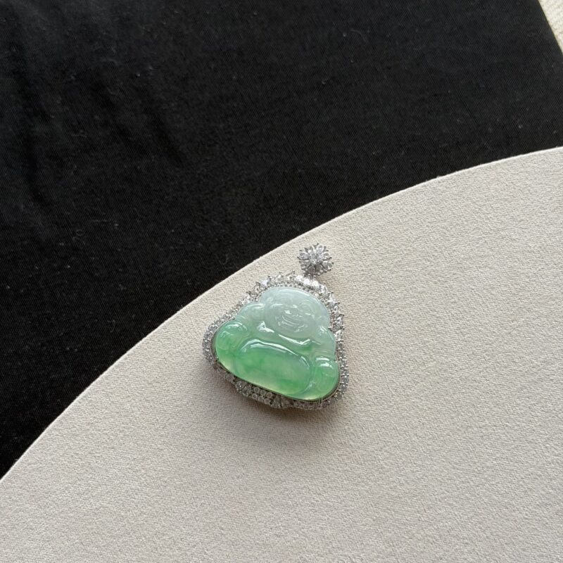 High Icy Imperial Green Jadeite Pendant (Buddha), V3-AKY-6122 | Certified Grade A Jade