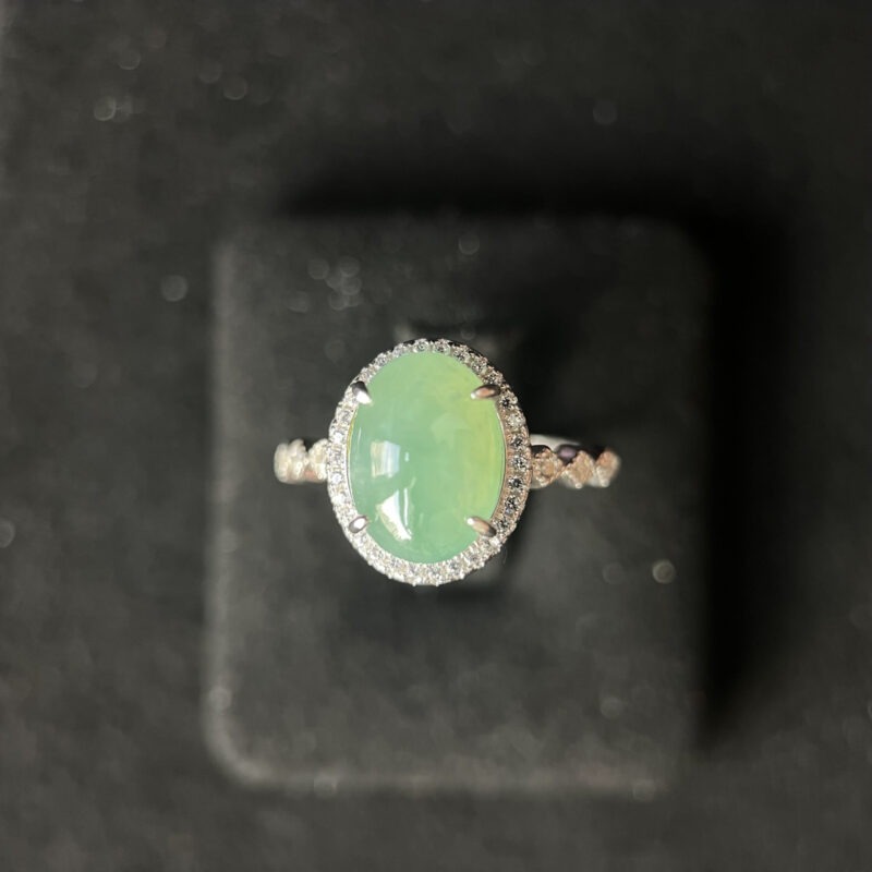 Icy Blue Jade Ring Cabochon, In S925 setting, Bundle (Various Design)
