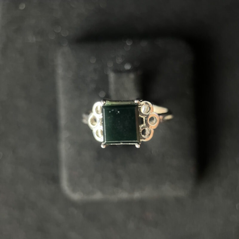 Glassy Black Mo Cui Jade Ring Cabochon, In S925 setting, Bundle (Various Design)