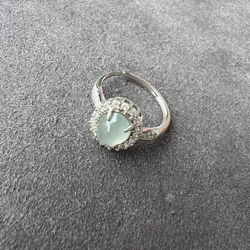 Glassy Icy White Jade Ring Cabochon, In S925 setting, Bundle