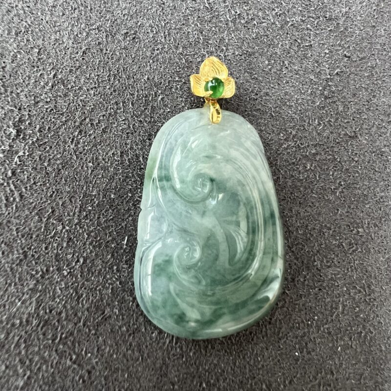 Icy Blue Jade Pendant 18K Gold, Ru Yi, Bundle (Various Design)